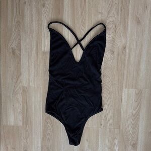 Blue Life Black Crisscross Bodysuit